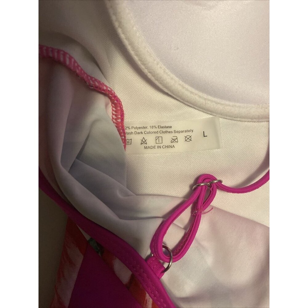 Women's Swimsuit One Piece Pink & Flowers Body Contouring Size L  NWOT Unbranded - Picture 9 of 9